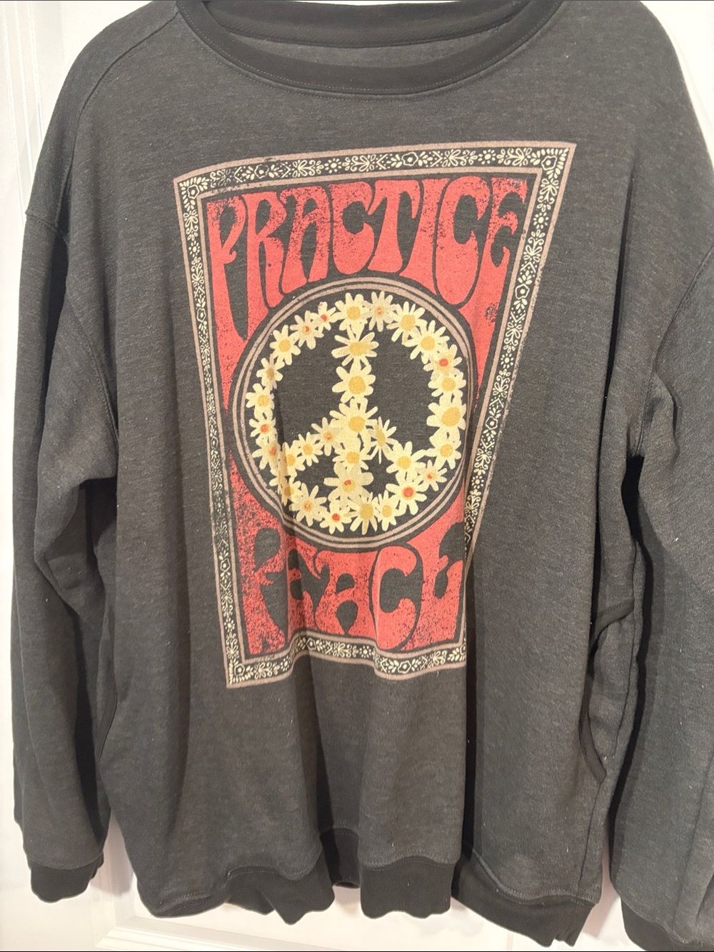 Natural Life Gray Graphic Sweatshirt with Practice Peace ☮️